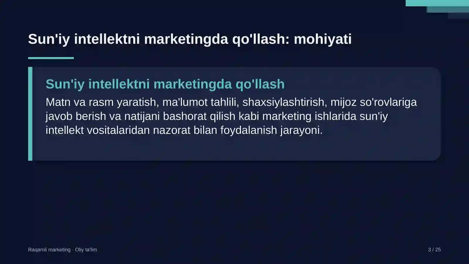 raqamli transformatsiya loyihalarida sun'iy intellekt vositalarini marketingda qo'llash 3329 3