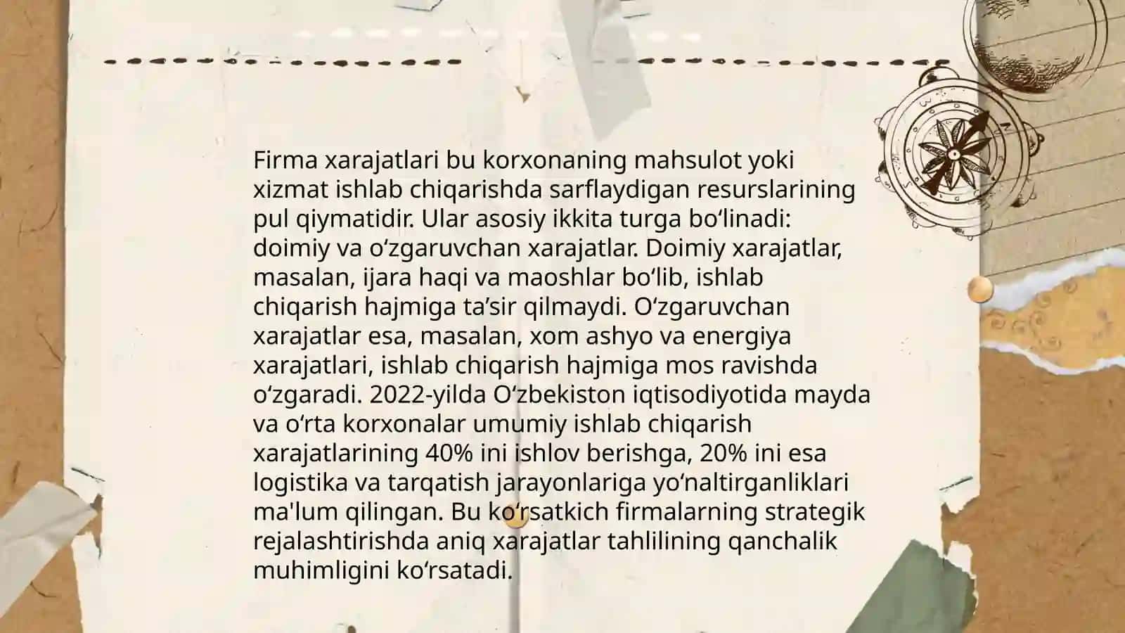 Firma harajatlari tarkibi va tasnifi 3