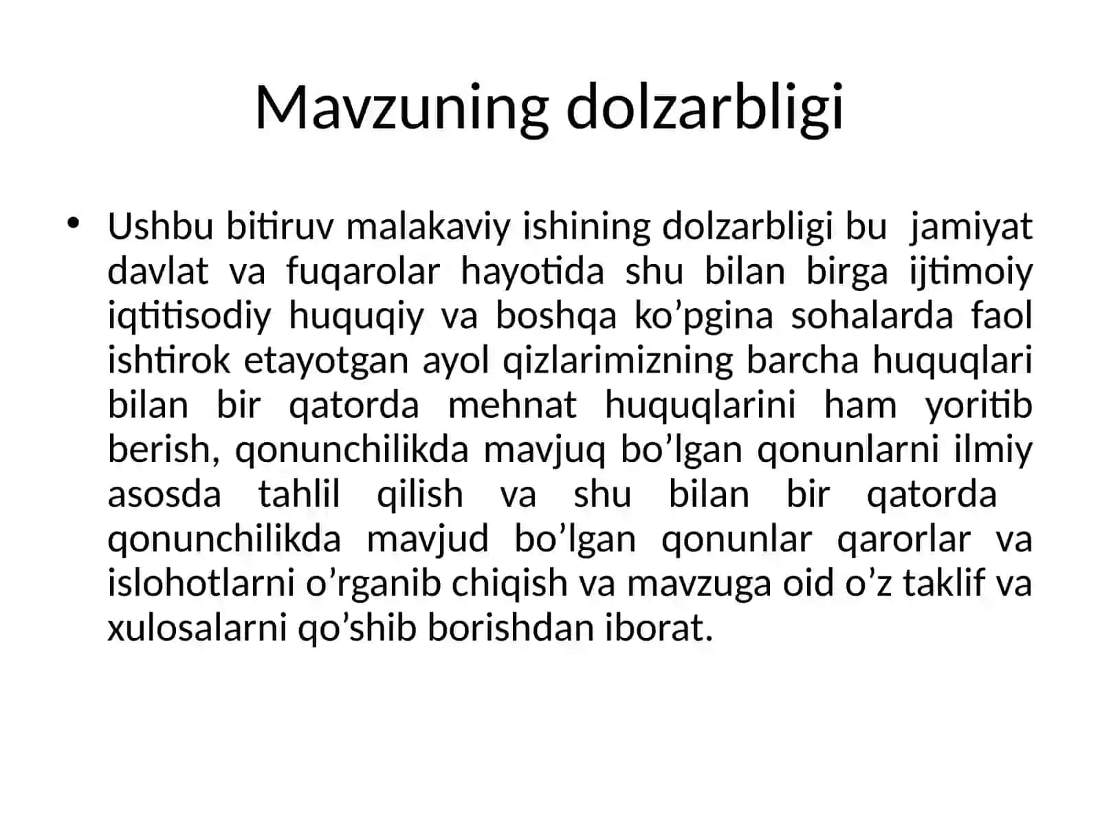 O’zbekiston Respublikasida xotin qizlar mehnat huquqining konstitutsiyaviy huquqiy asoslari 3