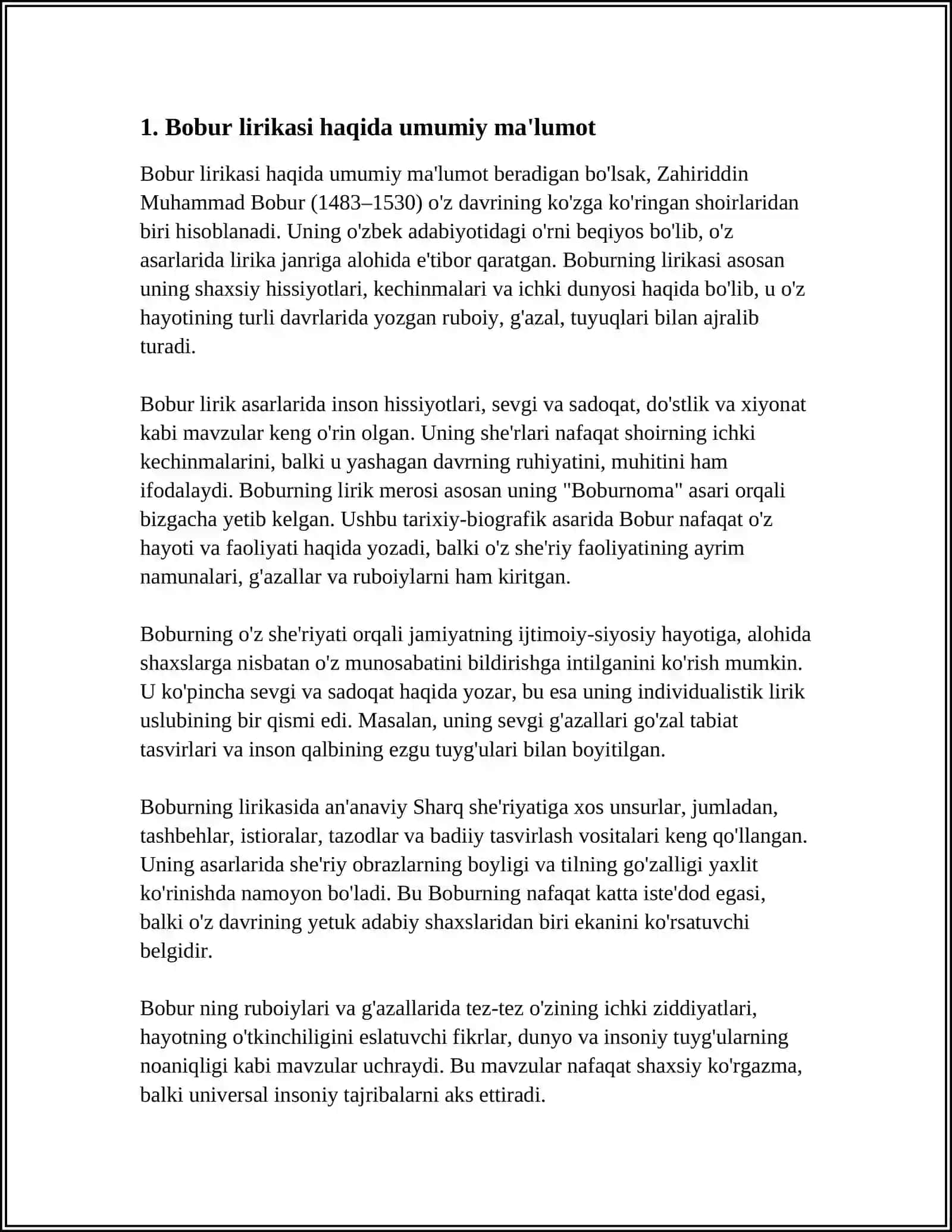 BOBUR LIRIKASI "MUBAYYIN" ASARLARI 3