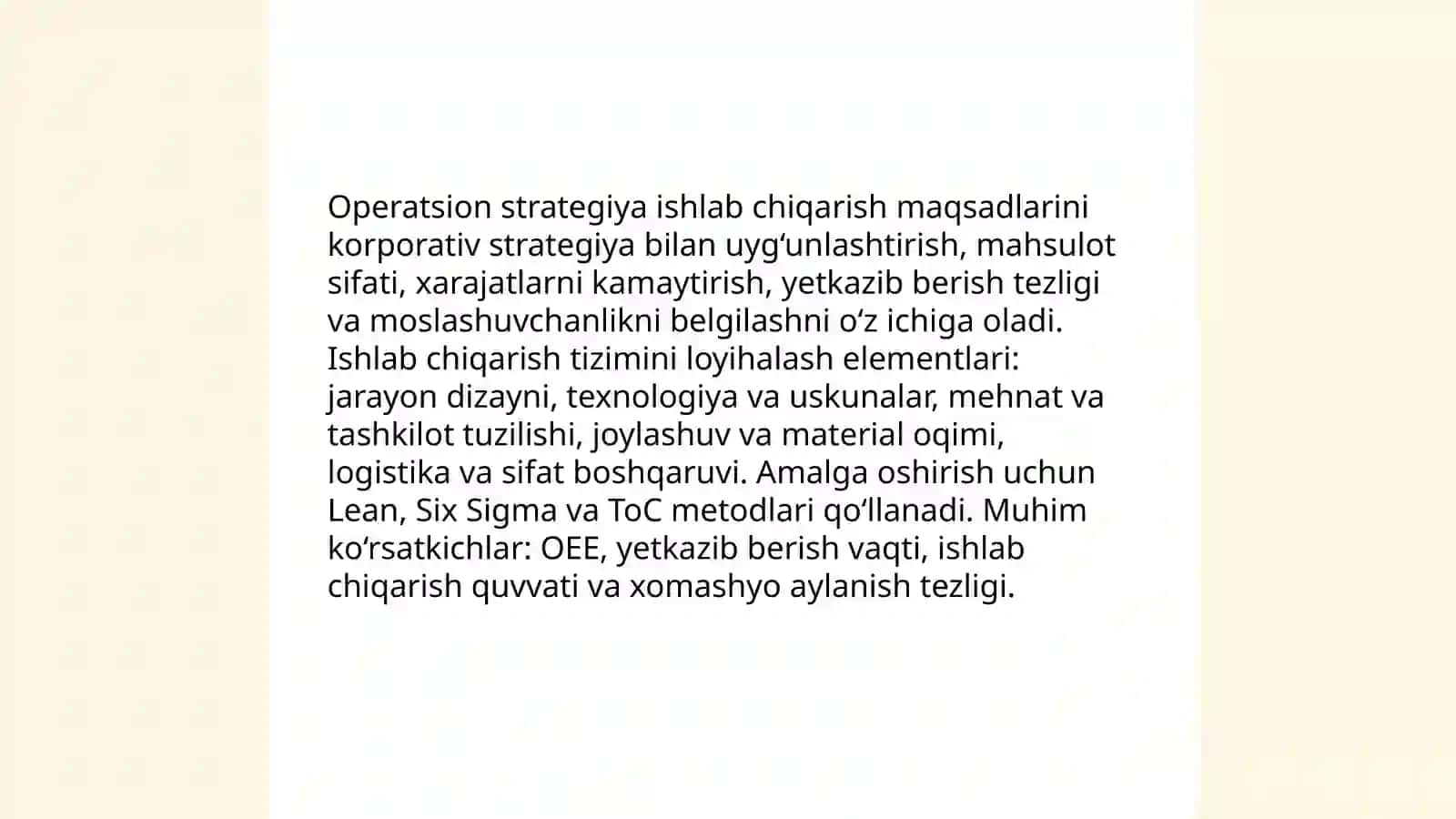 Operatsion menejment usullari va vositalari 3