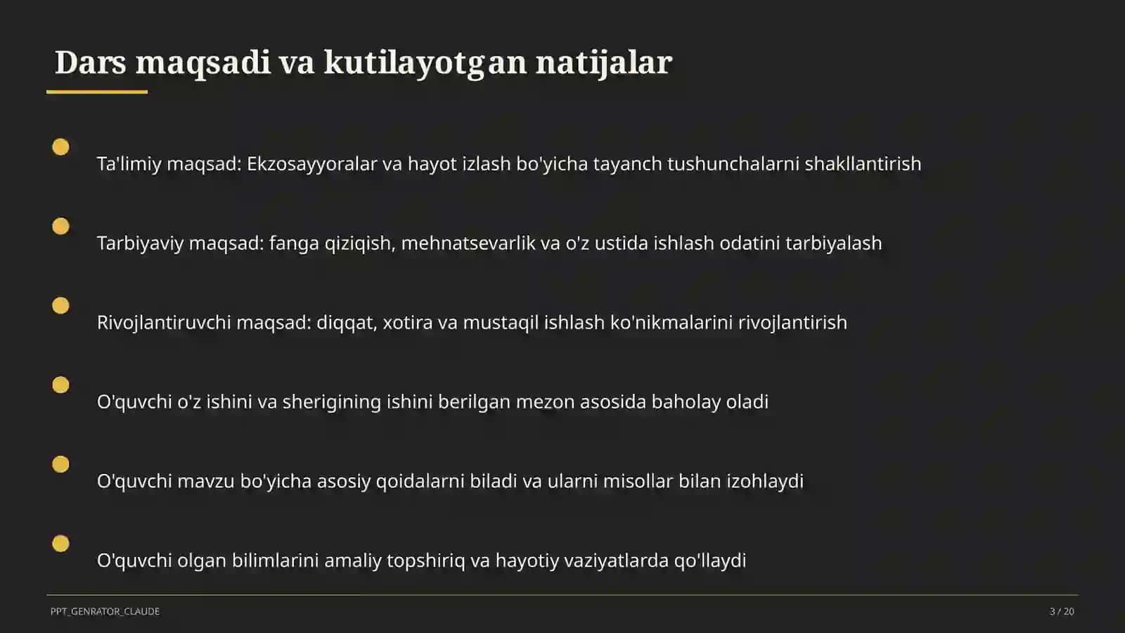 Ekzosayyoralar va hayot izlash (11-sinf) 3