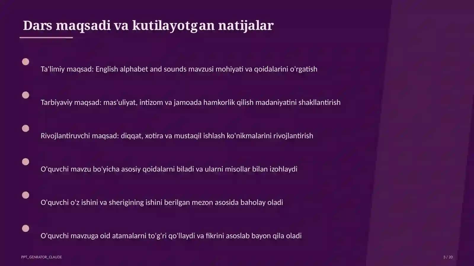 Ingliz tili (1– 11) — takrorlash darsi uchun 3