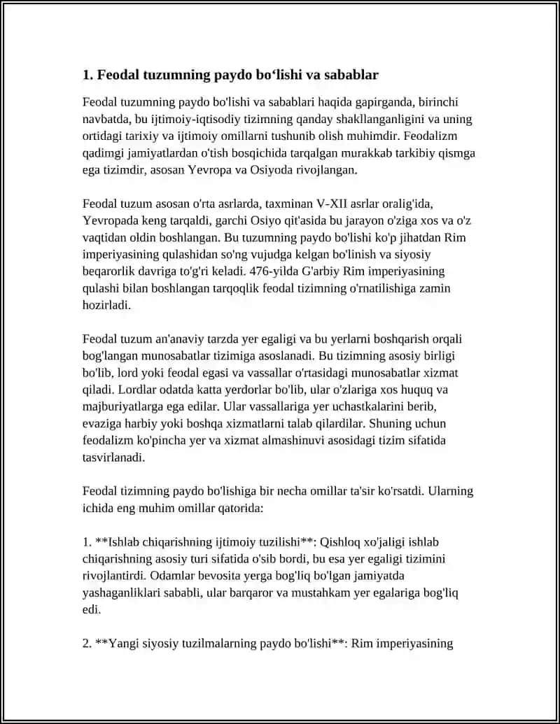 OʻRTA ASIRLARDA YEVROPADA FEODAL TUZUM 3