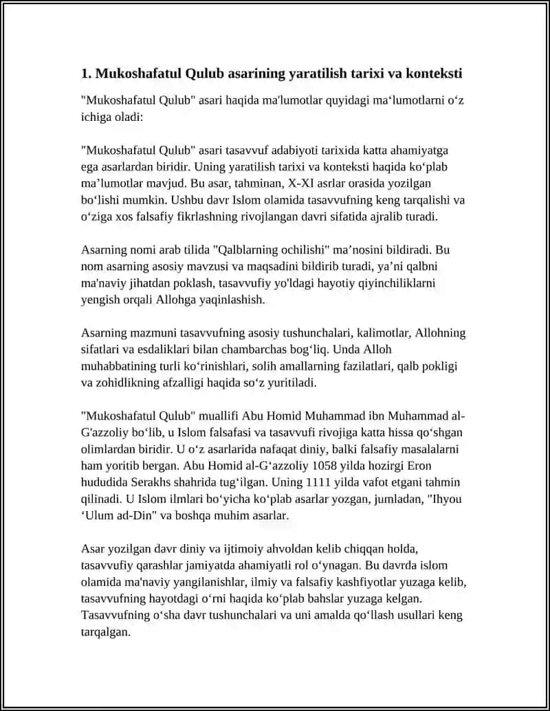 ABU HOMID GʻAZZOLIYNING " MUKOSHAFATUL QULUB " ASARI HAQIDA 3