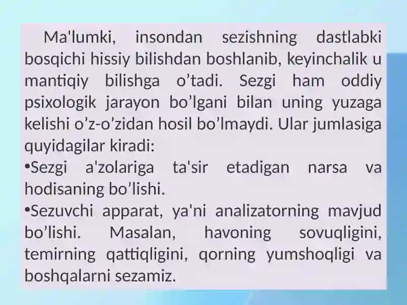 PSIXIK – BILISH JARAYONLARI 3