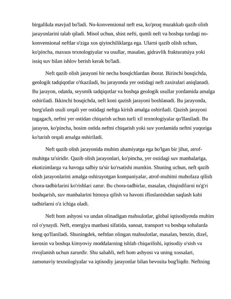 Neft hom ashyosining tarkibi va qazib olinadigan mahsulotlar 3