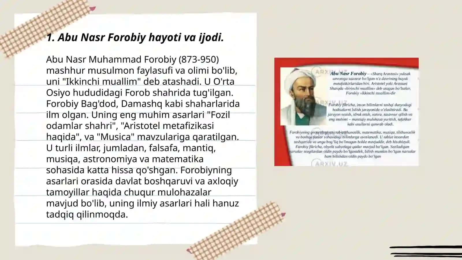 Abu Nasr Forobiy asarlarining o'rganishning dolzarbligi 3