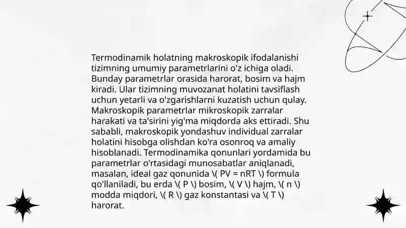 Sistemaning holatini makroskopik va mikroskopik ifodalash 3