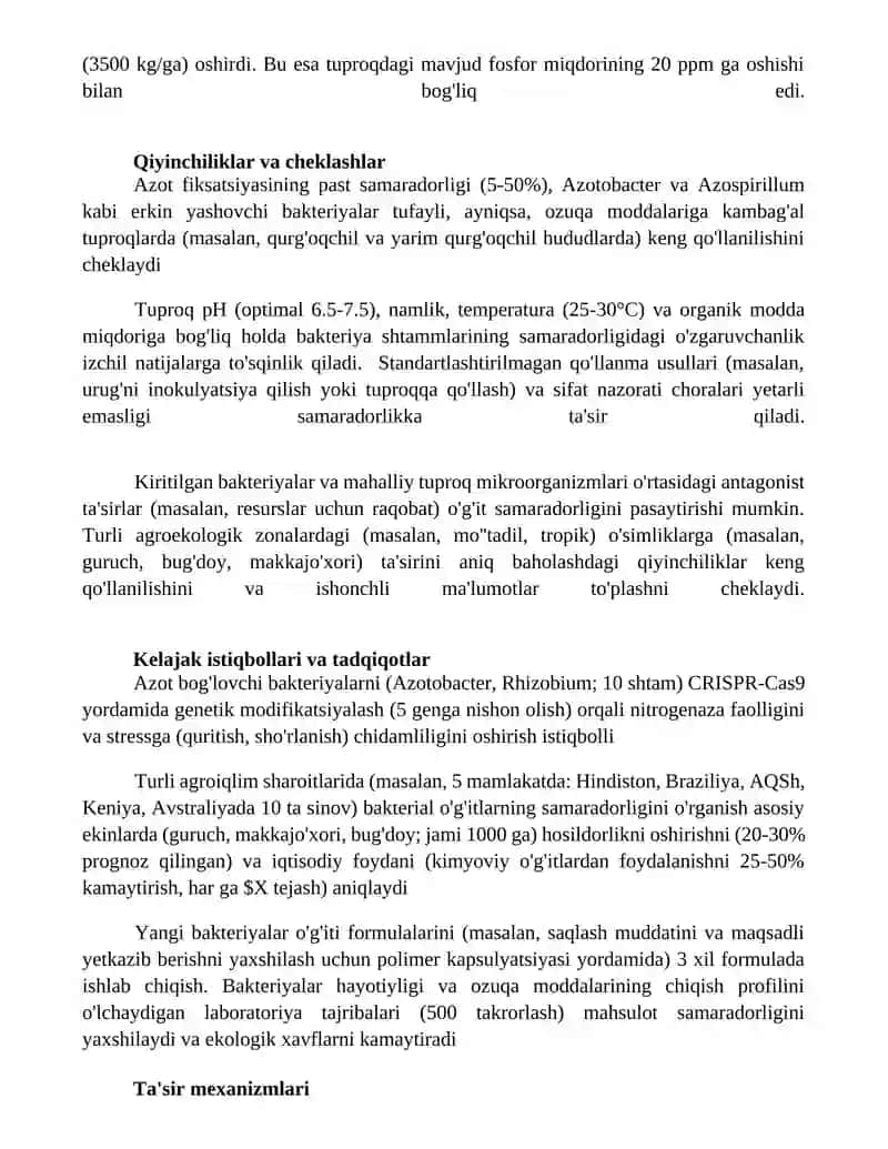 Tuproq unumdorligini oshirishda bakteriologik ogitlarni qollash 3