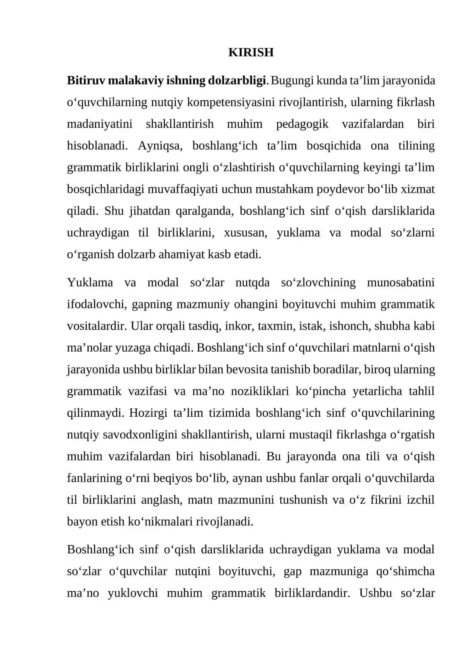 yuklama va modal sozlar bo'yicha tayyor bmi 3