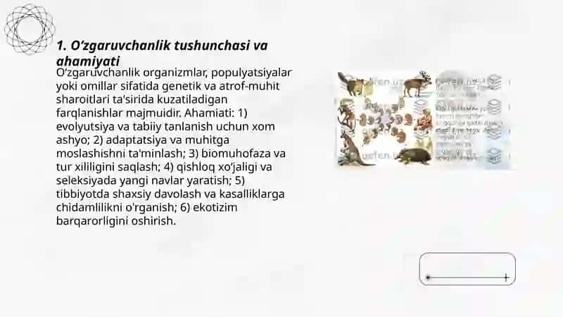 Oʻzgaruvchanlik va uning xillari 3