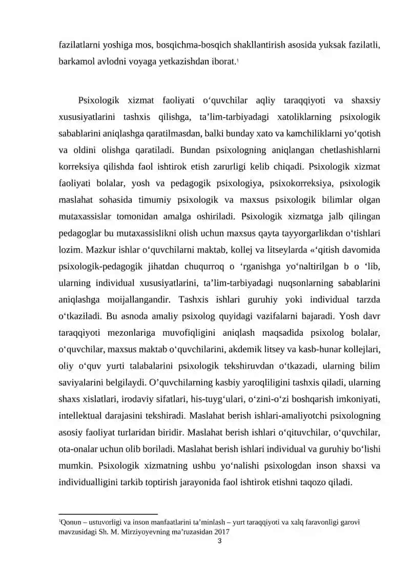 Ta'lim muassasasida psixolog faoliyatining o’rni va ahamiyati 3