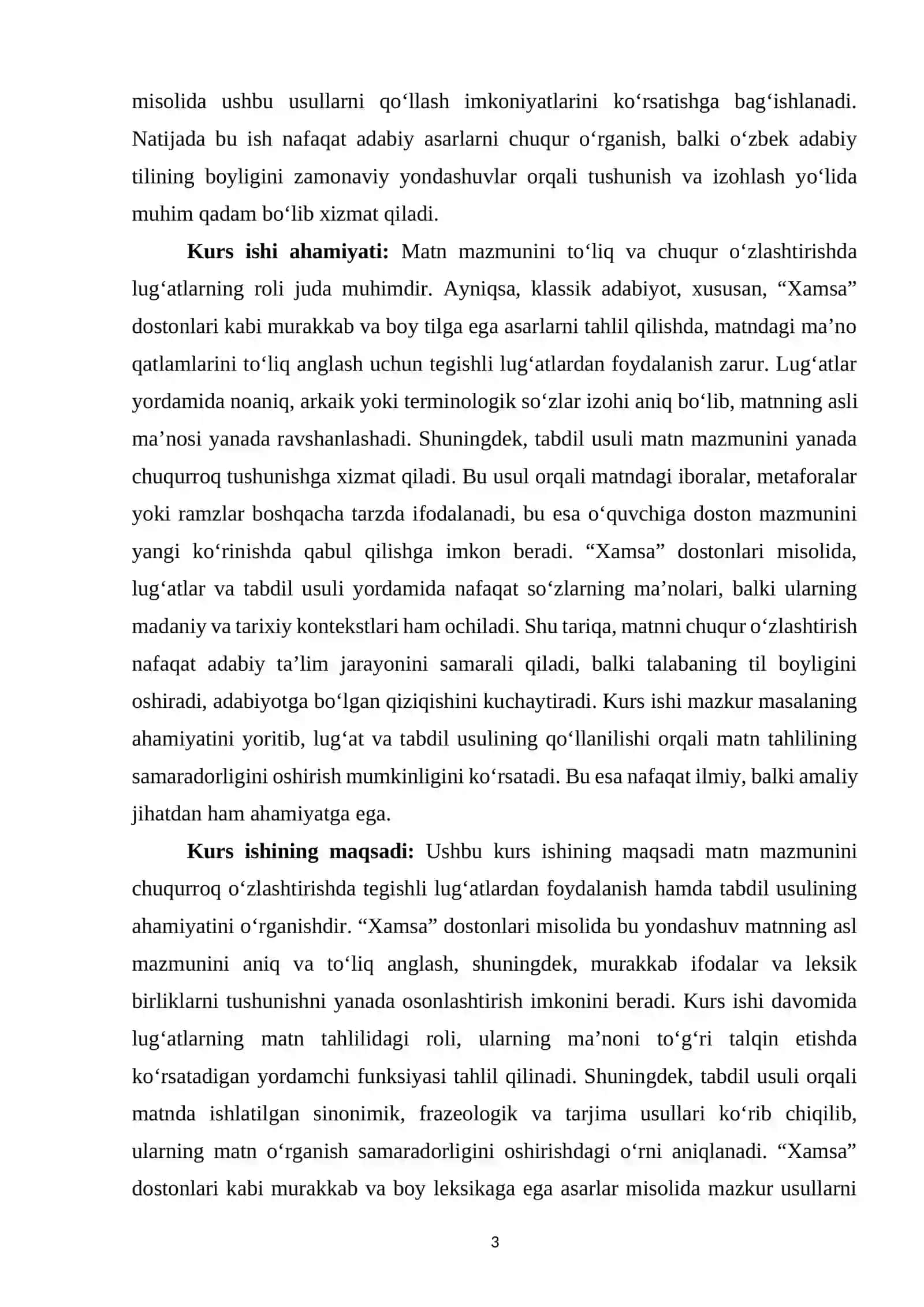 Matn mazmunini o‘zlashtirishda tegishli lug‘atlar hamda tabdil usulidan foydalanish (“Xamsa” dostonlari misolida) 3