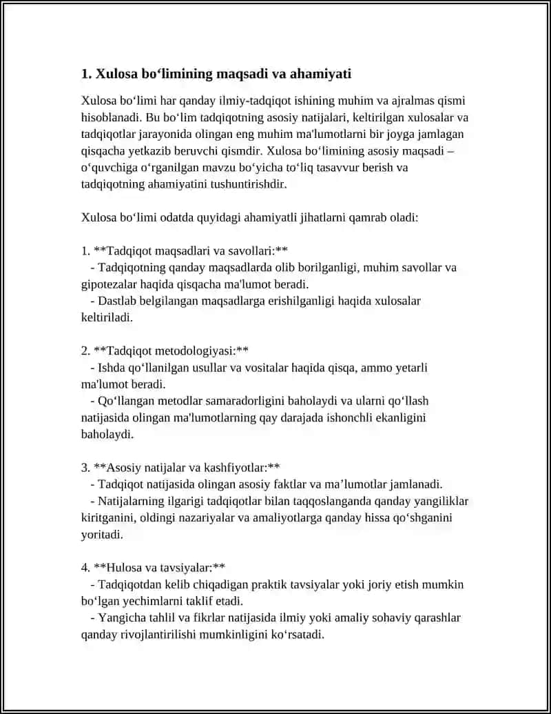 ILMIY MAQOLA UCHUN XULOSA QISMINI YOZISH 3
