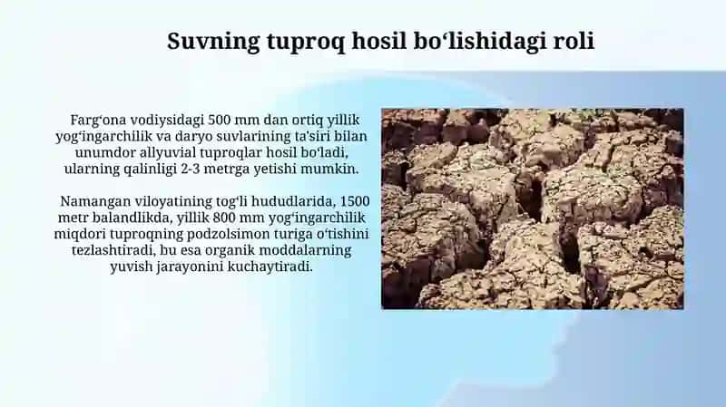 Tuproq xosil bo'lishida iqlim va gidrologik omillarning o‘rni 3