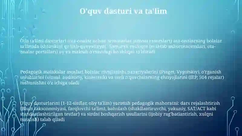 Pedagogik mahorat asoslari va uning tarkibiy qisimlari.Oila tarbiyasi 3
