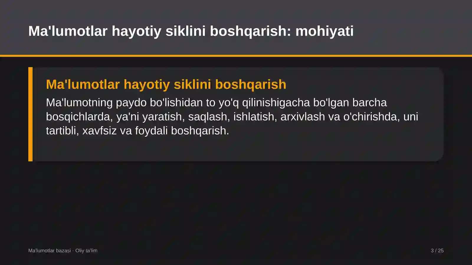 Kasb-hunar maktablarida ma'lumotlar hayotiy siklini boshqarish 3