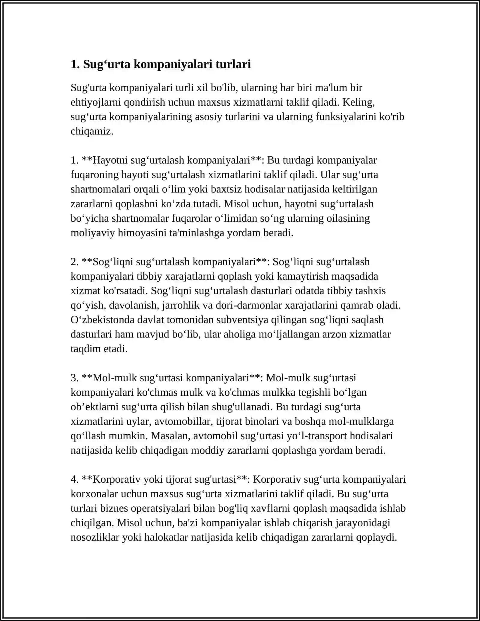 MOLIYA ASOSLARIDA SUGʻURTA KOMPANIYALARI 3