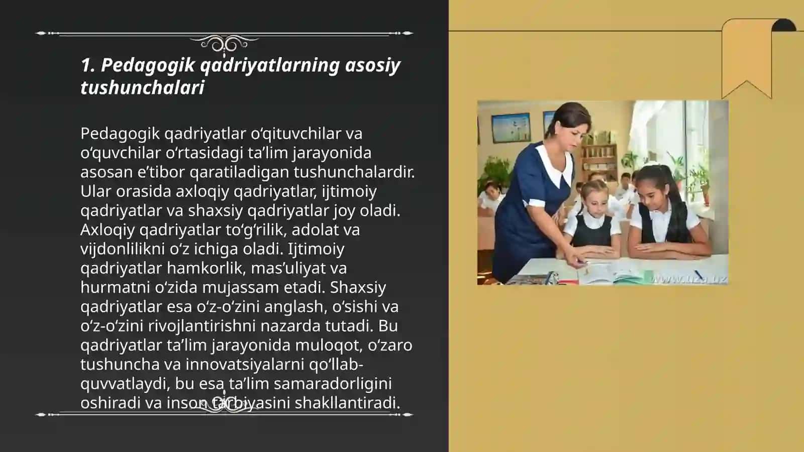 Pedagogik qadriyatlarning jamiyat rivojidagi ahamiyati va ularning ta’lim tizimidagi ifodasi - Alisher Djumanov 3