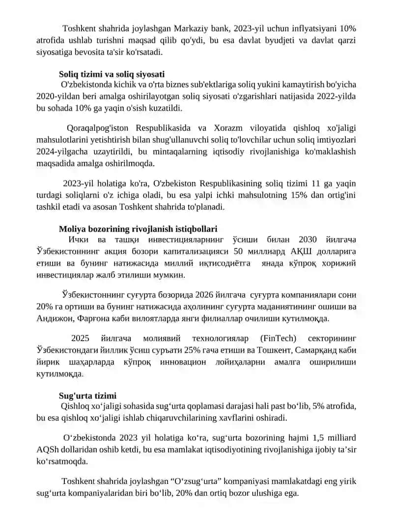 O’zbekiston moliya tizimi va uning amal qilishi 3