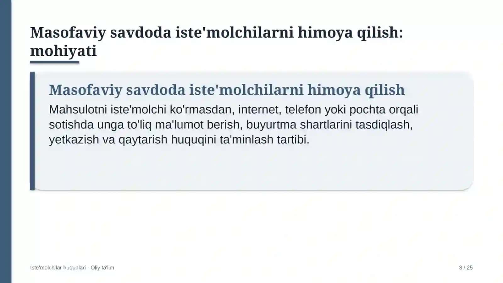 sintetik yoqilg'i ishlab chiqarishda masofaviy savdoda iste'molchilarni himoya qilish 5964 3