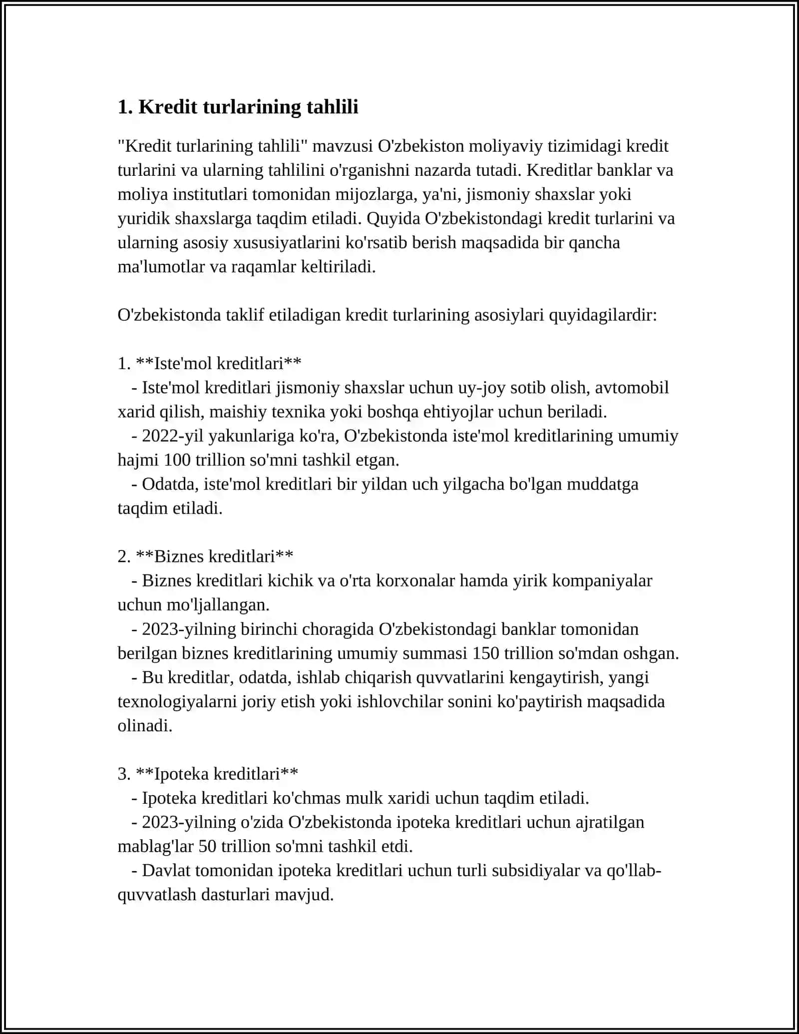 ANOR BANK KREDITLARINI TAHLIL QILISH 3