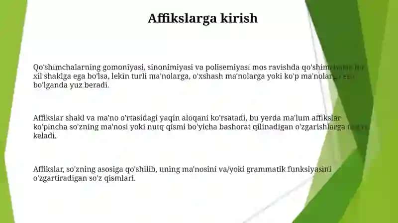Affikslarda shakl va maʼno munosabati 3