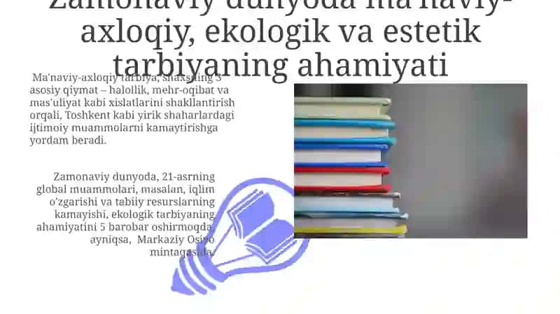 MAʼNAVIY AXLOQIY TARBIYA EKOLOGIK VA NAFOSAT TARBIYASI 3