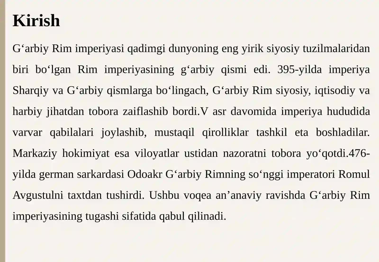 G‘ARBIY RIM IMPERIYASINING QULASHINING ICHKI VA TASHQI OMILLARI 3