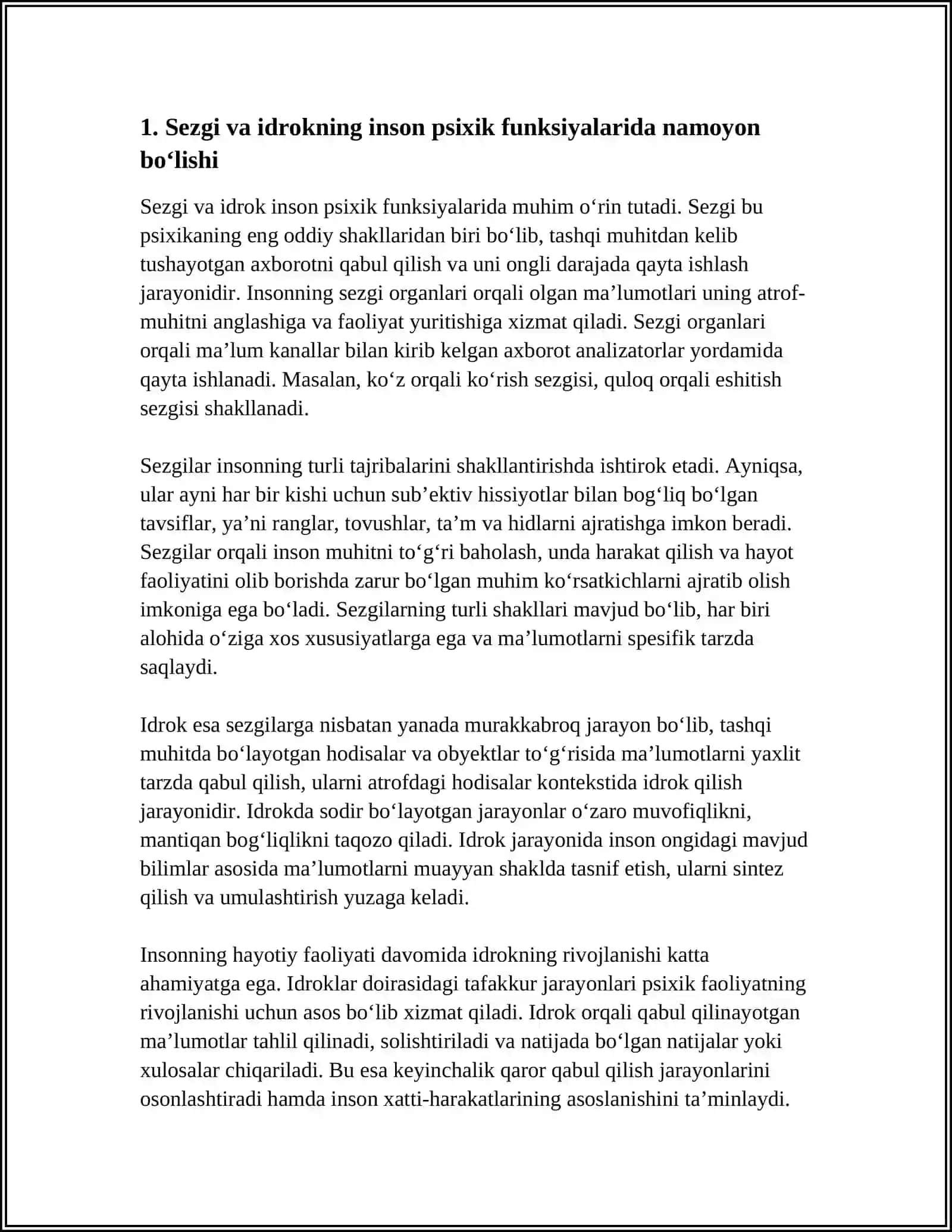 INSONDA PSIXIK FUNKSIYALAR NAMAYON BO'LISHI 3