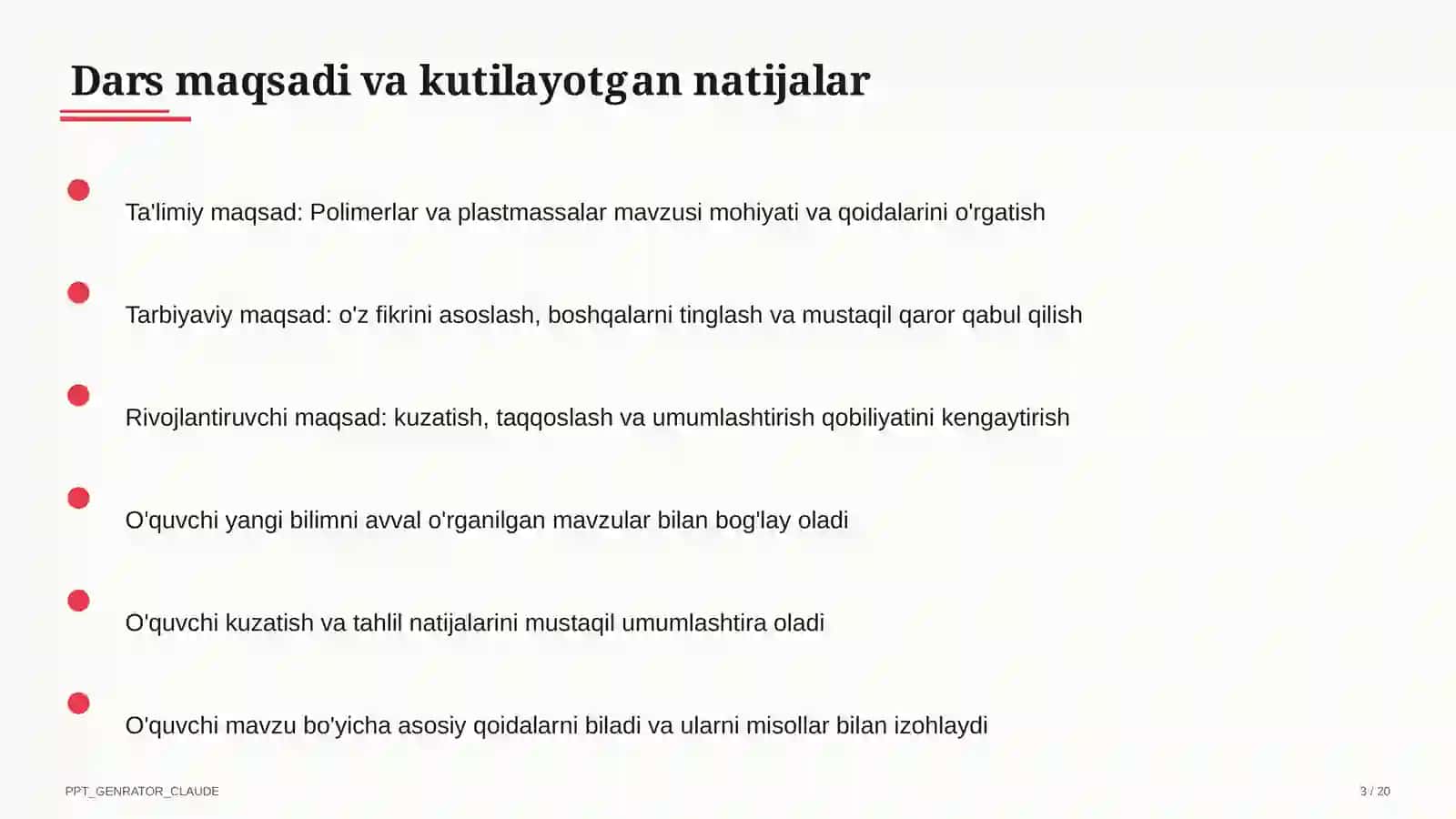 Polimerlar va plastmassalar (11-sinf) 3