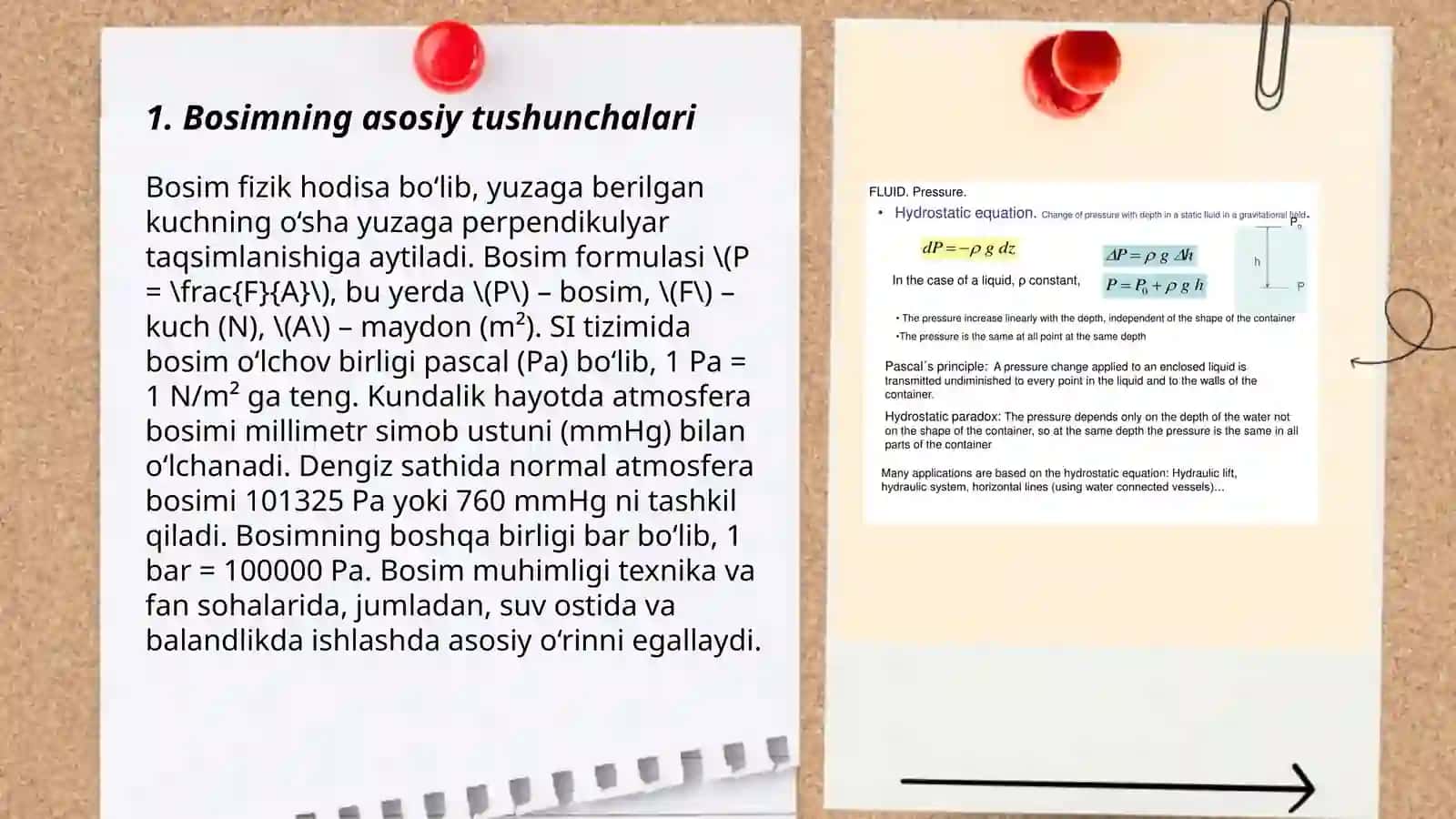 Bosim va gidrostatik bosim 3