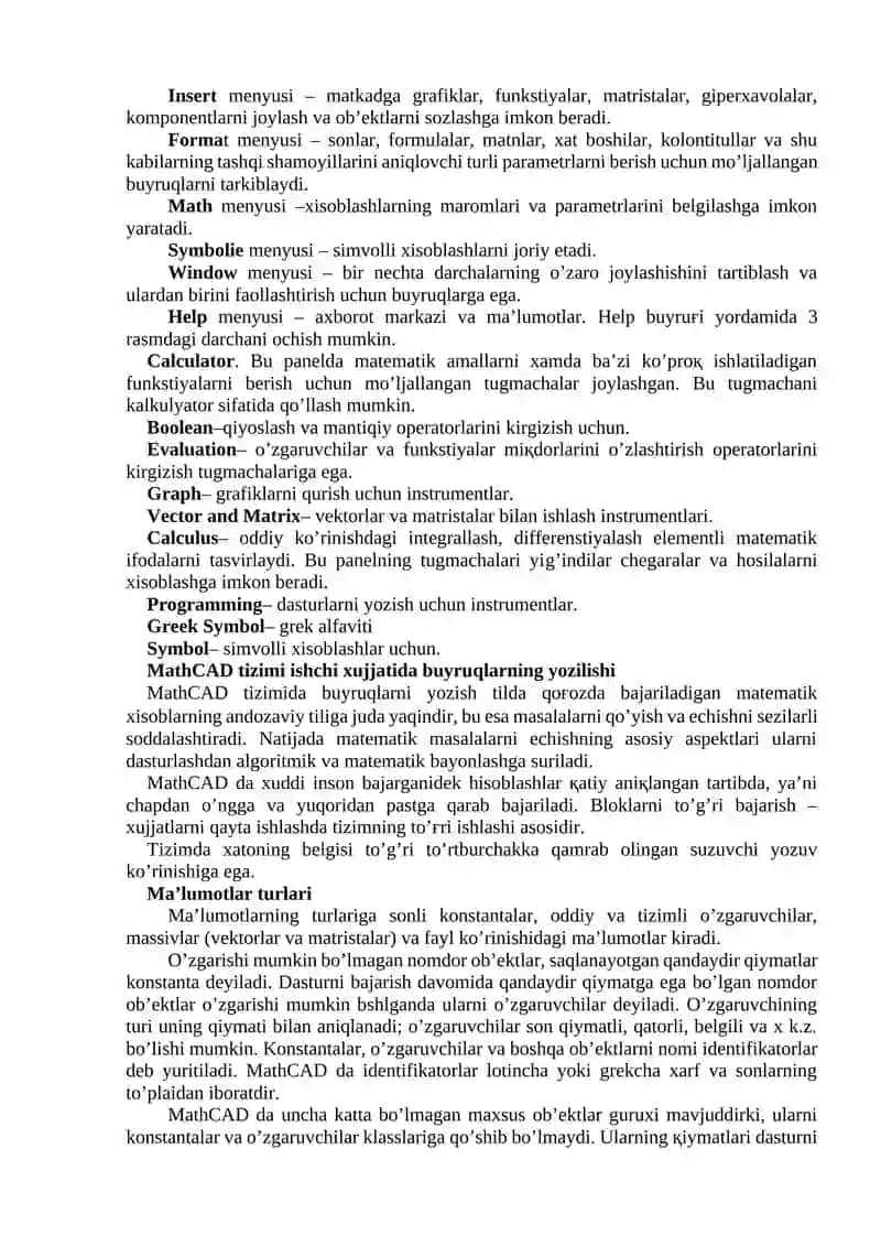 MathCad tizimi 3