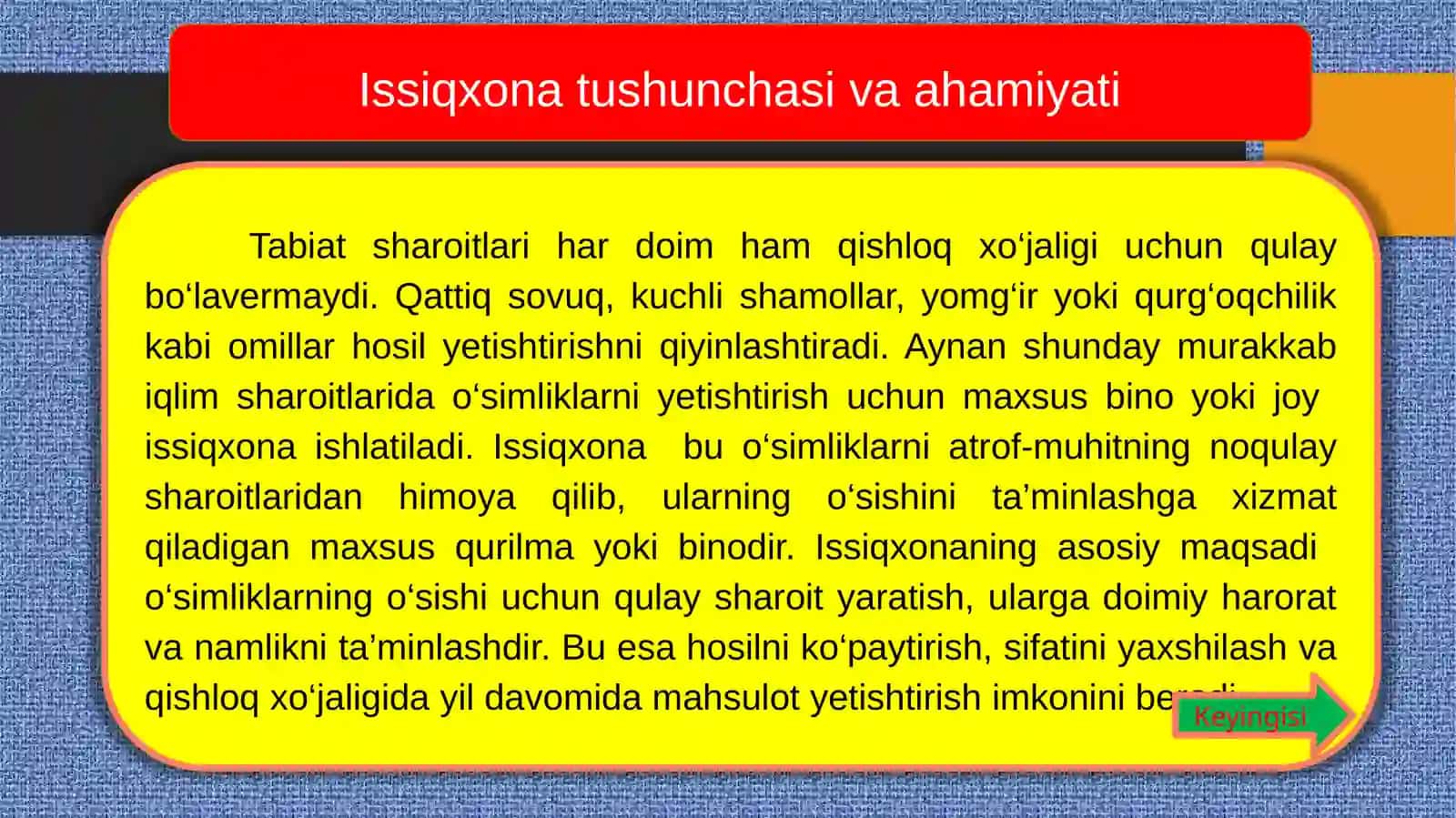 ISSIQXONA TURLARI VA UNING XUSUSIYATLARI 3