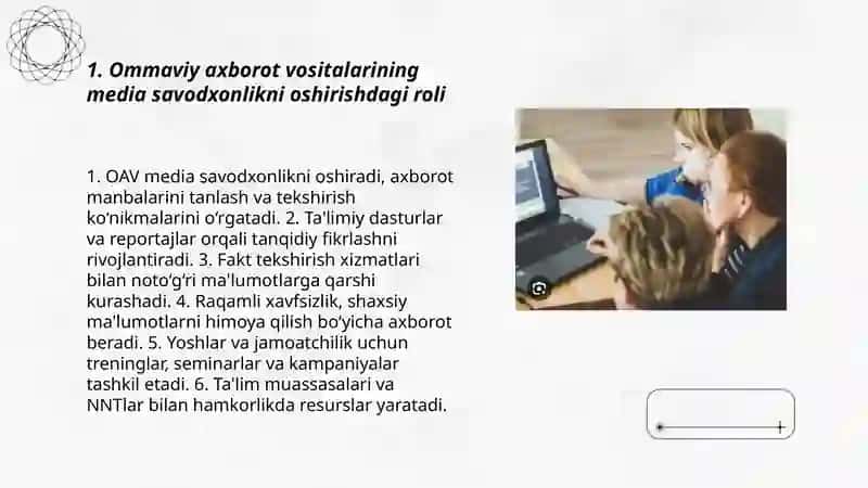 Ommaviy Axborot vositalari aholining media savodxonligini oshiruvchi vosita sifatida 3