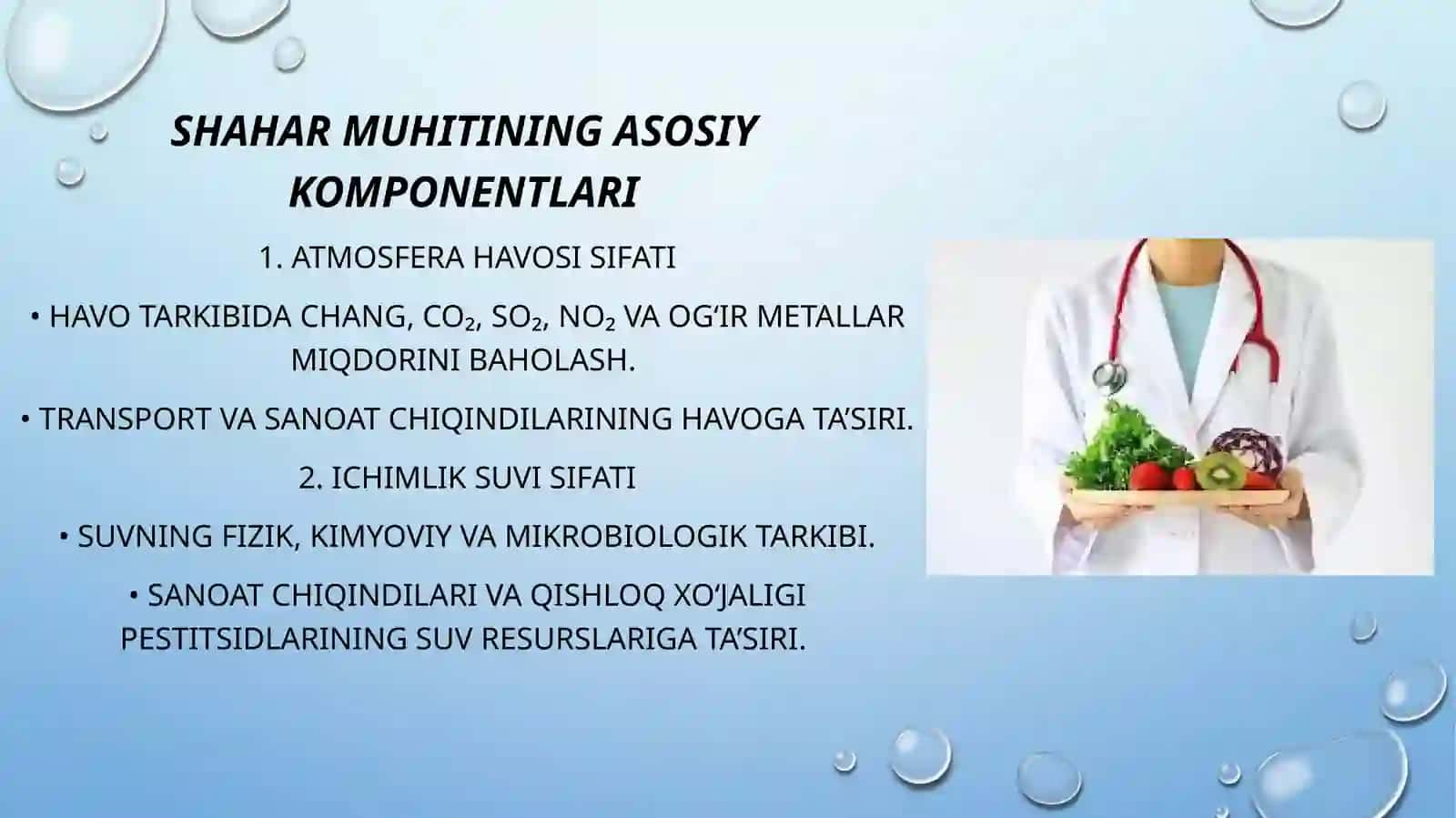 Shaxar muhitiga gigienik tarif 3