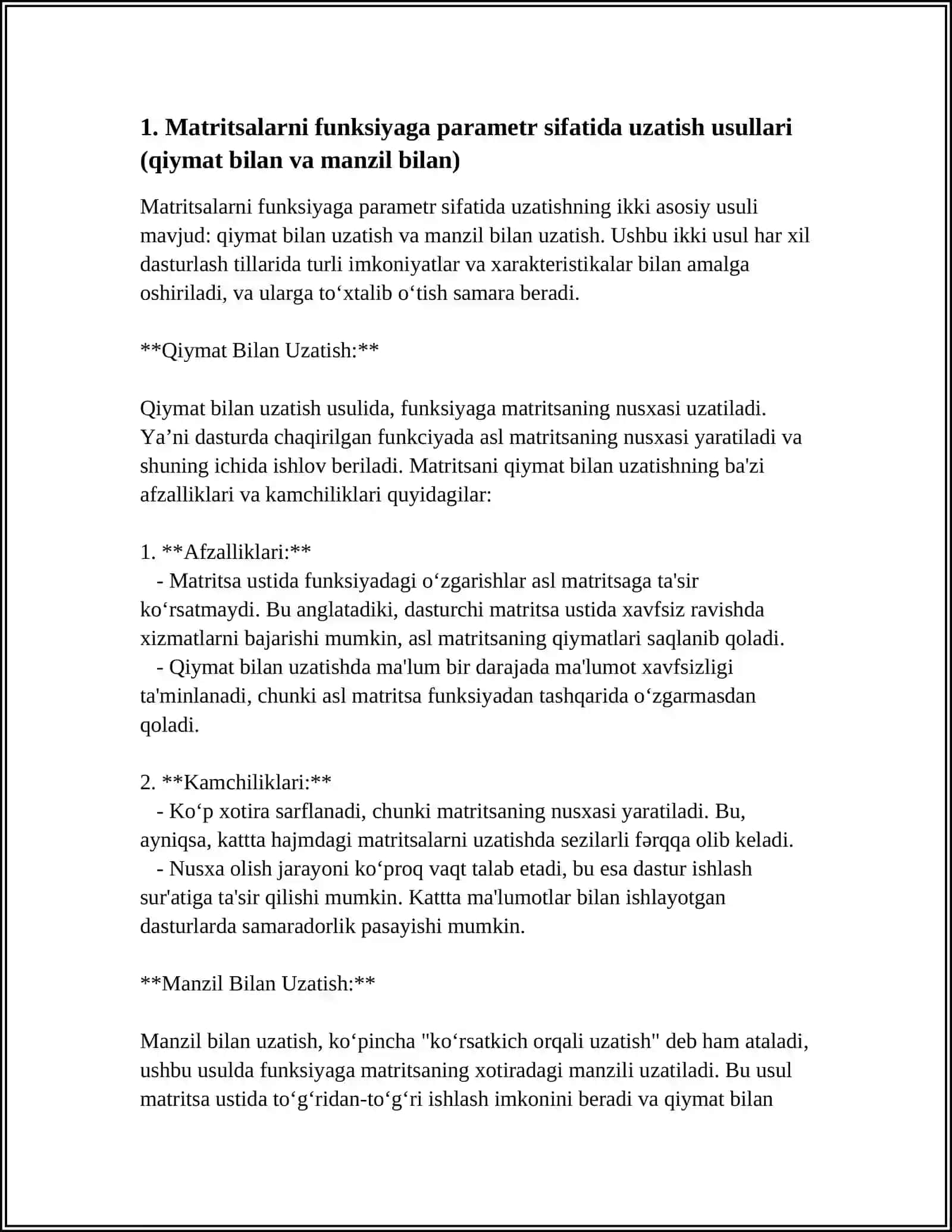 MATRITSALARNI FUNKSIYA PARAMETRLARI SIFATIDA QOLLANISHI 3