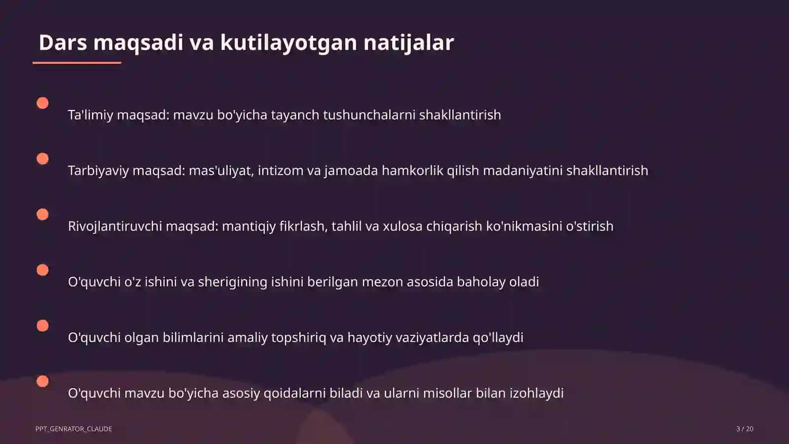 Dars rejasi 3