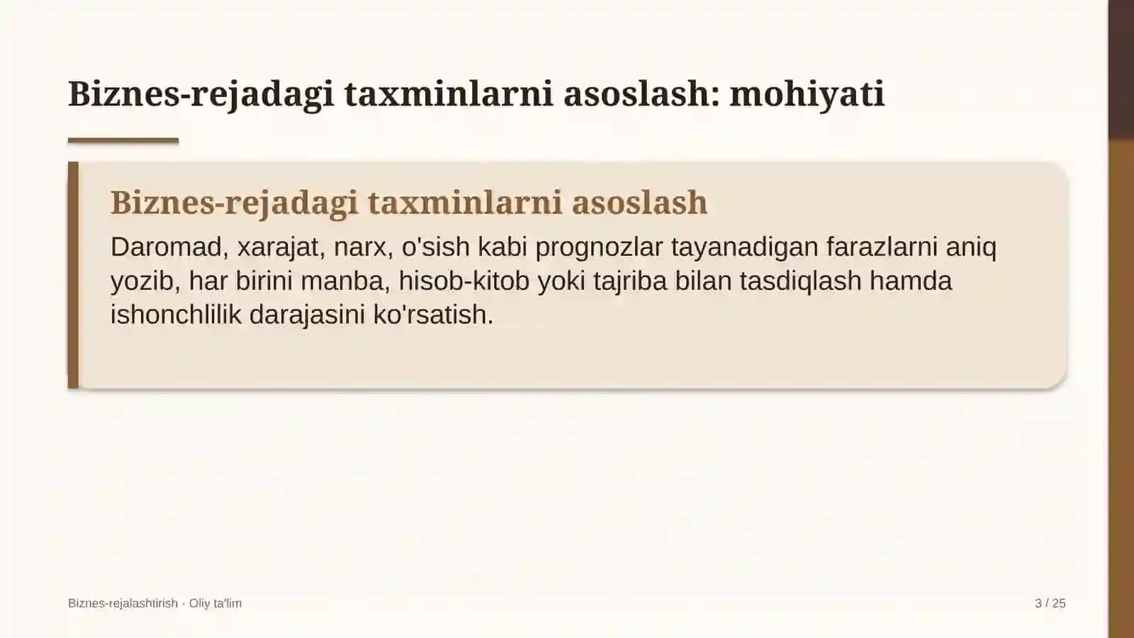 Burg'ulash korxonalarida biznes-rejadagi taxminlarni asoslash 3