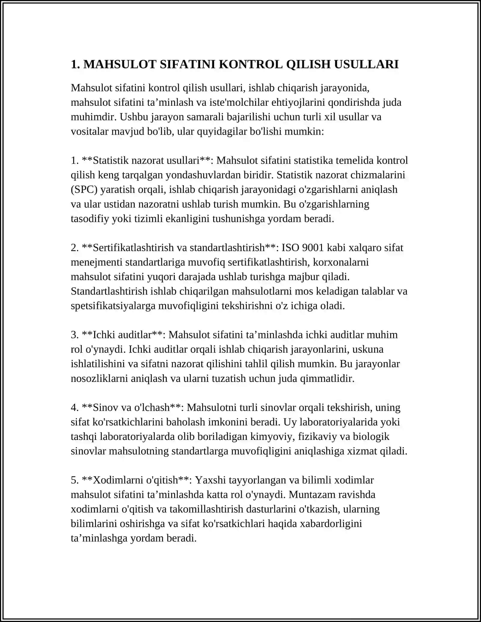 MAHSULOT SIFATINI MAGNITLI, UYURMALI, ELEKTRIK TOK USULLARIDA NAZORAT QILISH 3