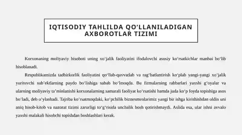 IQTISODIY TAHLILDA QO‘LLANILADIGAN AXBOROTLARTIZIMI 3