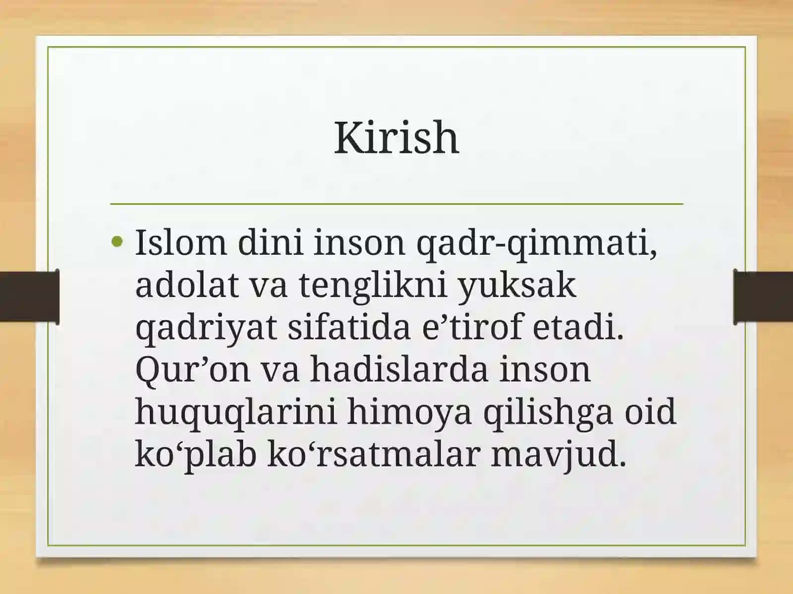Islomda inson huquqlari himoyasi ijtimoiy t-englikadolati vantolerantlik 3