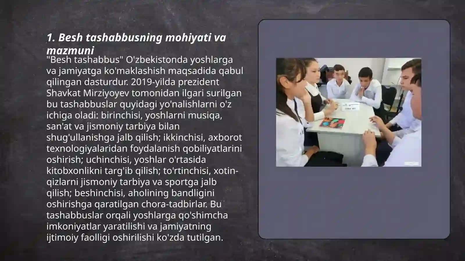 Besh tashabbus va uning yuksak manaviy madaniyatini taminlashdagi o'rni Abdurahmonov Muhammadali 3