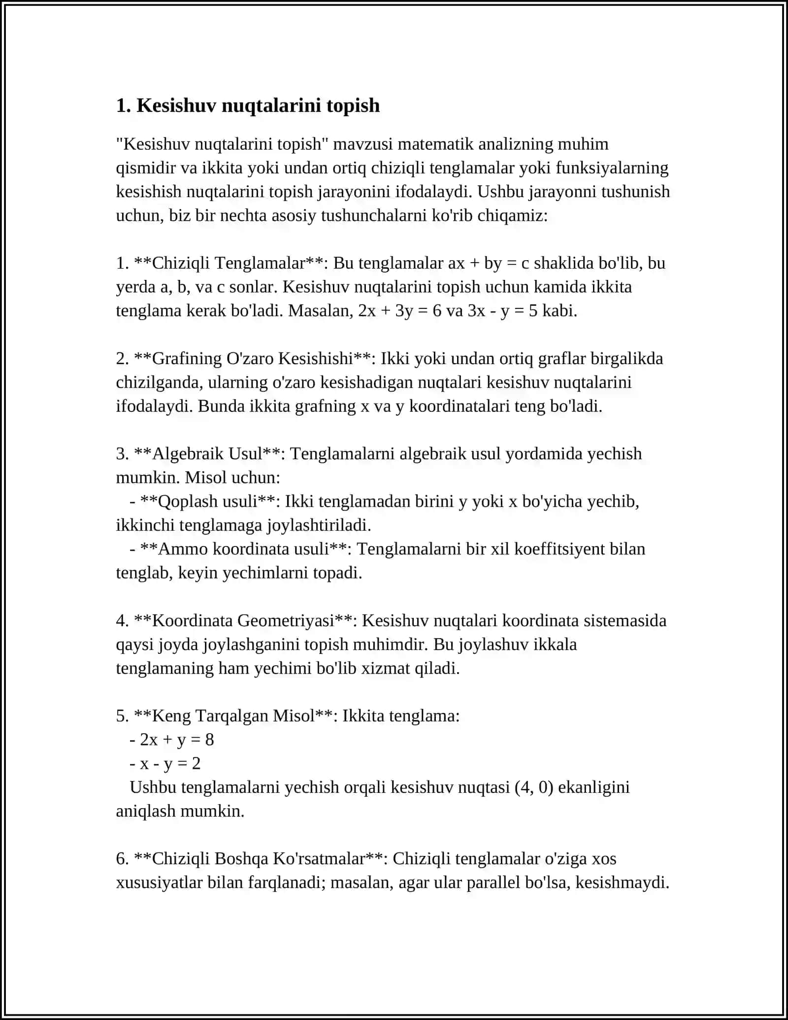 PROYEKSIYALASH TEKISLIKLARNI BIR MARTA ALMASHTIRISH ORQALI GRAFIK MASALALAR YECHISH 3