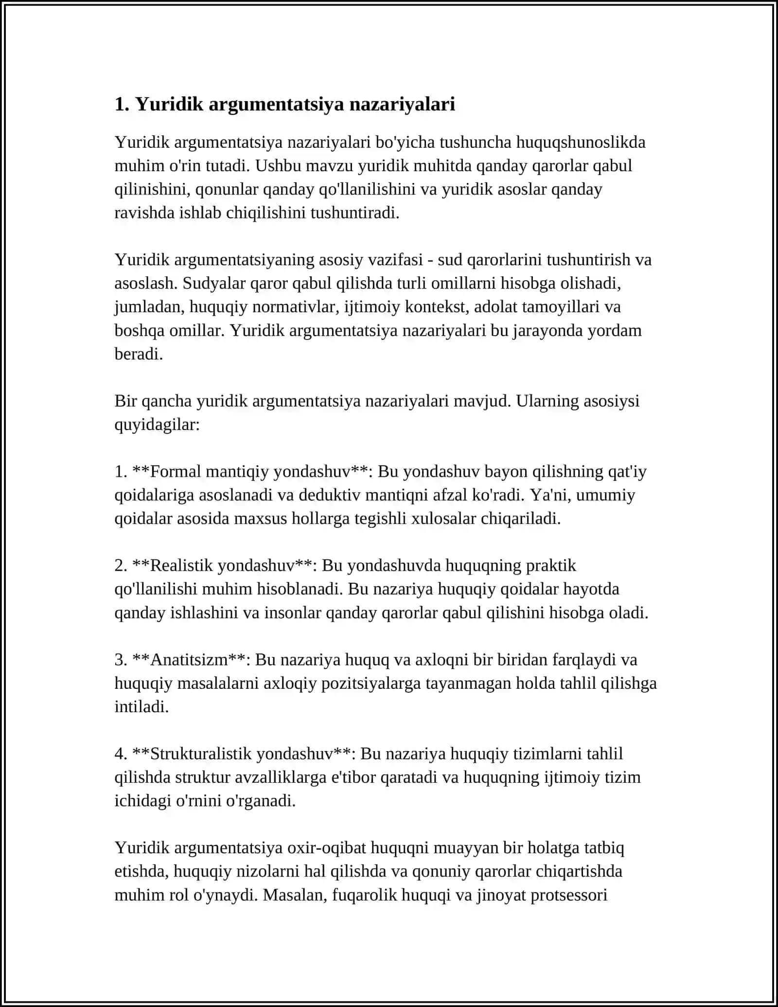 YURIDIK ARGUMENTATSIYA.YURIDIK ASOSLANISHNING YURIST FAOLIYATIDAGI OʻRNI 3
