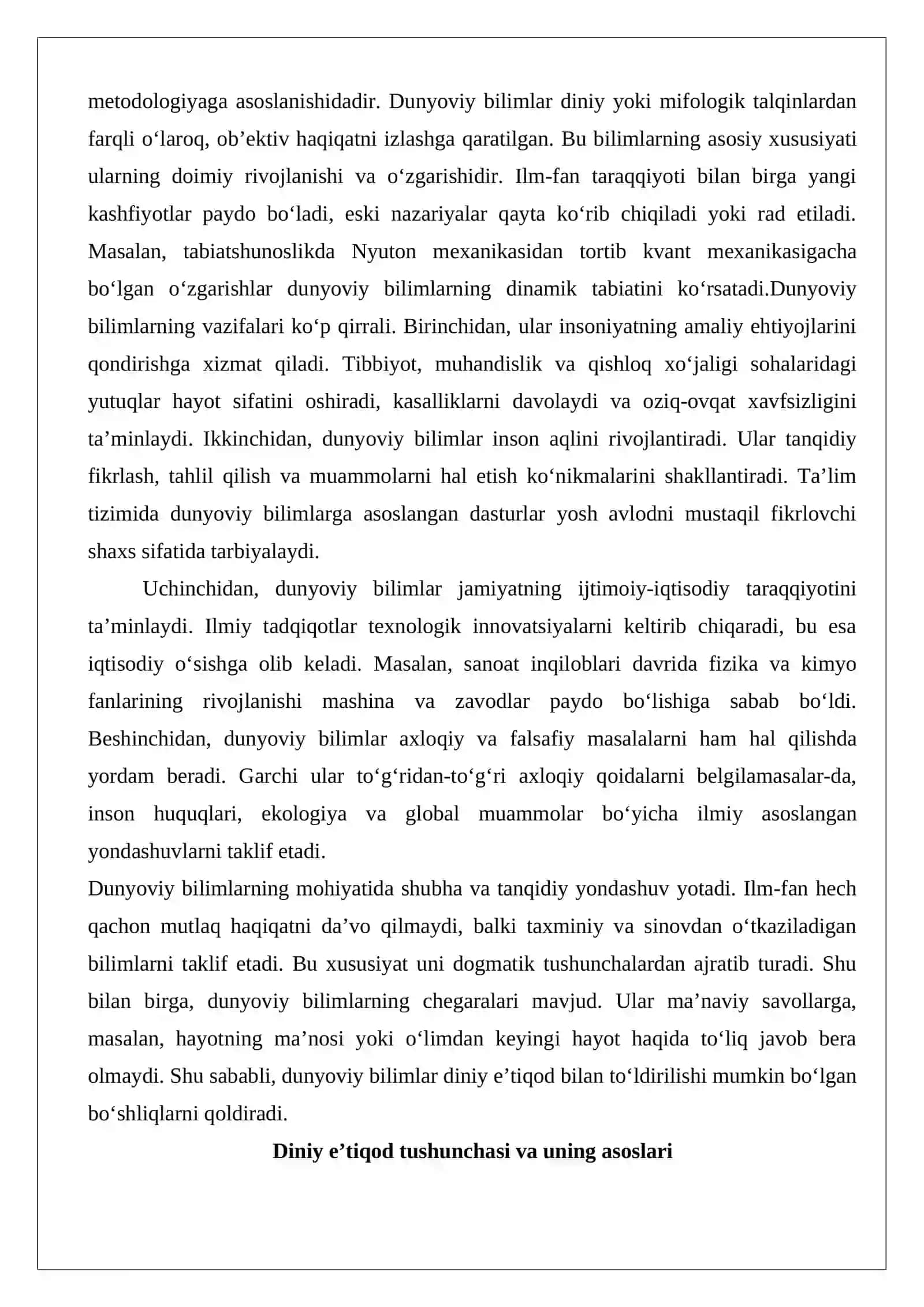 Dunyoviy bilimlar va diniy e’tiqod birligiga erishishning ahamiyati 3