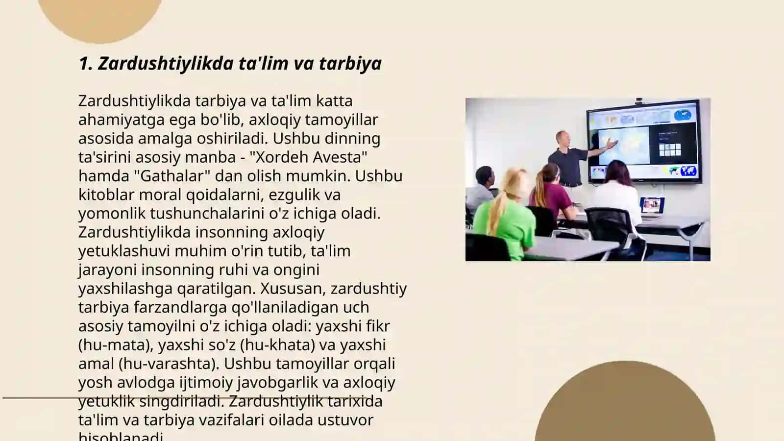 Avestodagi pedagogik qarashlar. Taqdimot tayyorlash 3