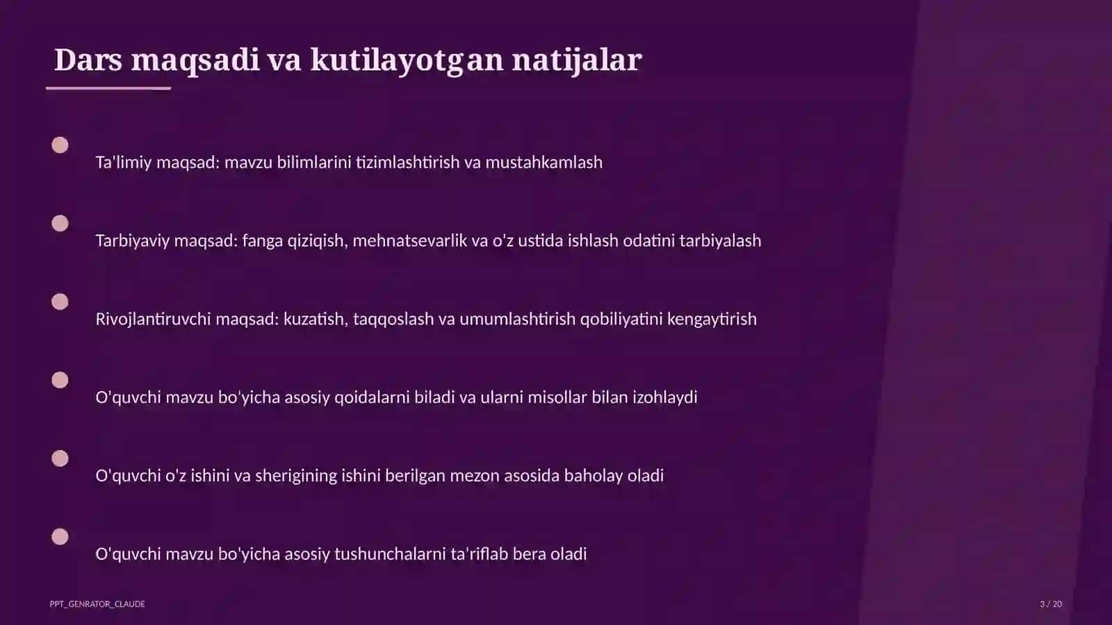 Dars rejasi 3