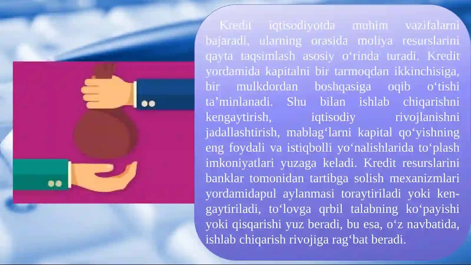 Kreditlar va kreditlar tushunchasi, ularning o‘ziga xos xususiyatlari. Bank kreditlarini hisobga olish 3